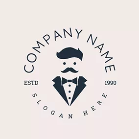 Man Logo Suit Gentleman Butler logo design