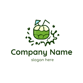 Green Logo Summer Beverage Coconut Milk logo design