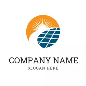 Strom Logo Sun and Solar Panel Icon logo design