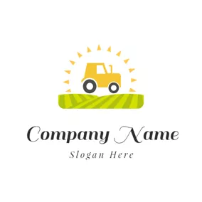 Tractor Logo Sun and Tractor Icon logo design