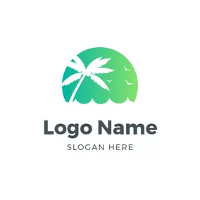 Fly Logo Sun and White Palm Tree logo design