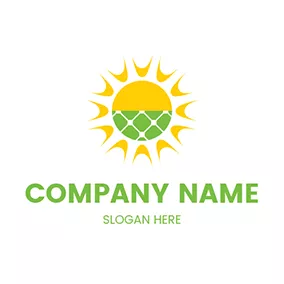 Energy Saving Logo Sun Circle and Solar Panel logo design