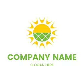 Animated Logo Sun Circle and Solar Panel logo design