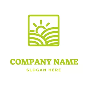 Field Logo Sun Farmland Square Harvest logo design