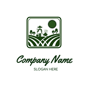 Logotipo De Granja Sun Plant Stripe Field Farmer logo design