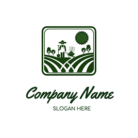 Farm Logo Sun Plant Stripe Field Farmer logo design