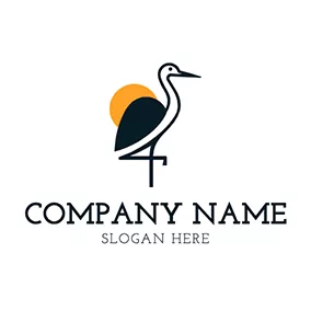 鹳鸟logo Sun Standing Slender Stork logo design
