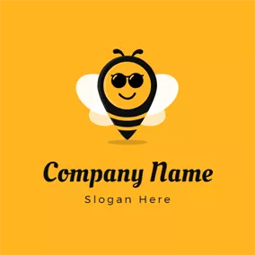 かっこいいロゴ Sunglasses and Cartoon Bee logo design