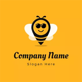 Shadow Logo Sunglasses and Cartoon Bee logo design