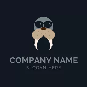 アザラシ　ロゴ Sunglasses and Seal Head logo design