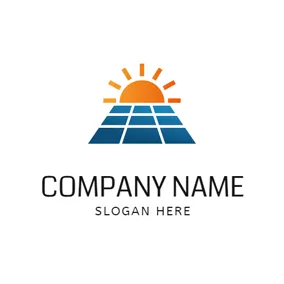 ソーラー　ロゴ Sunset and Solar Panel logo design