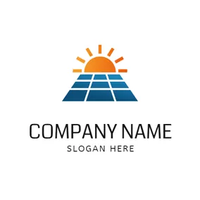 Solar Logo Sunset and Solar Panel logo design