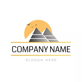 サンライズロゴ Sunset Background Pyramid Scenery logo design