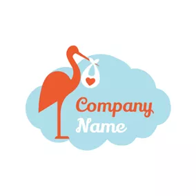 Baby Logo Swaddling Clothes and Stork logo design