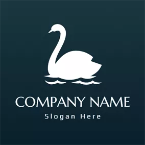 天鵝Logo Swimming White Swan logo design