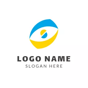 コラボレーションロゴ Symmetrical Blue and Yellow Shape logo design