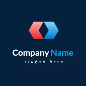 Logotipo De Agencia Symmetrical Red and Blue Polygon Company logo design