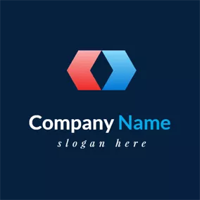 Central Logo Symmetrical Red and Blue Polygon Company logo design