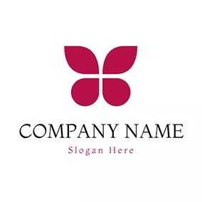 コラージュロゴ Symmetry and Simple Red Butterfly logo design