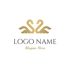 Paar Logo Symmetry Beautiful Golden Swan logo design