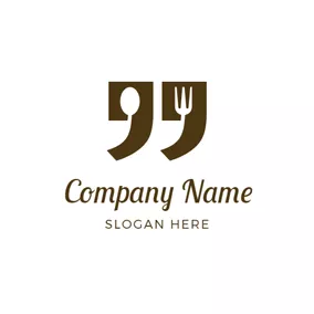 Table Logo Tableware and Double Quotation Mark logo design