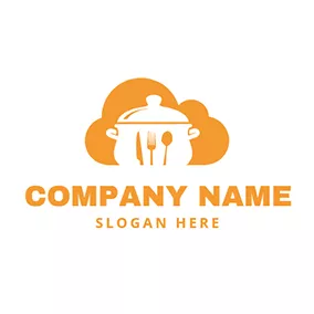 カレーのロゴ Tableware Cloud Simple Pan logo design