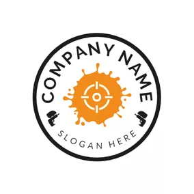 Frame Logo Target and Splatter Paint logo design