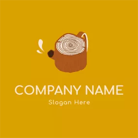 木材 Logo Teapot Shape and Wood logo design