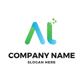 Alphabet Logo Tech and Simple Letter A T logo design