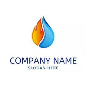 Cooling Logo Temperature Rain Fire Combine logo design