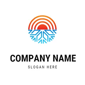 溫度 Logo Temperature Snow Line Combine logo design