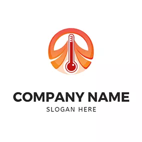 温度 Logo Temperature Volcano Thermometer logo design