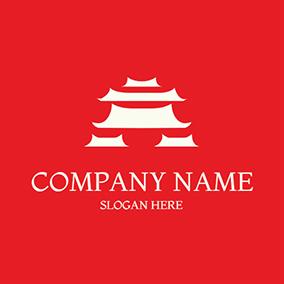 Combination Logo Temple Palace Outline Chinese logo design