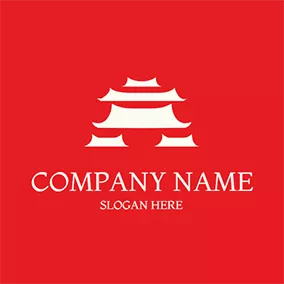 Combination Logo Temple Palace Outline Chinese logo design