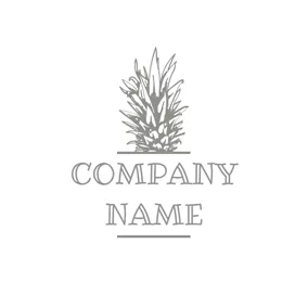 Gray Logo Thick Leaves and Pineapple logo design