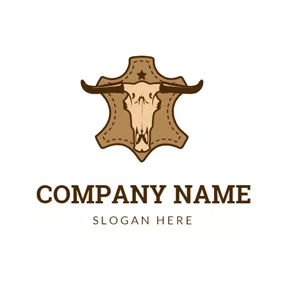 Leather Logo Toro Head and Brown Leather logo design