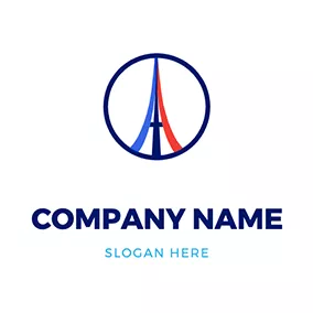 ヨーロッパのロゴ Tower In Circle Paris Logo logo design