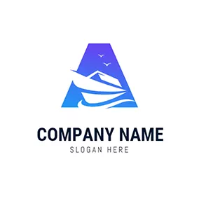 海ロゴ Trapezoid Sea Simple Ark logo design