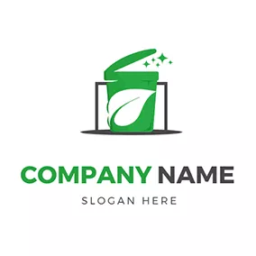 Green Logo Trash Can and Rectangle logo design