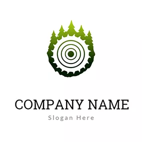 Green Logo Tree and Annual Ring logo design