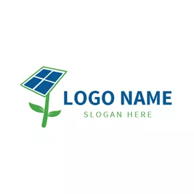节能logo Tree and Solar Panel logo design