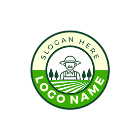 木のロゴ Tree Field Circle Farmer logo design