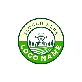 Field Logo Tree Field Circle Farmer logo design