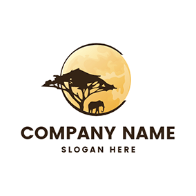 Can Logo Tree Moon Elephant African logo design
