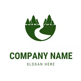 Logotipo De Medio Ambiente Tree Road Forest Jungle logo design