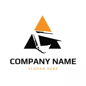 Bulldozer Logo Triangle and Abstract Excavator logo design