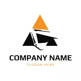 Illustration Logo Triangle and Abstract Excavator logo design