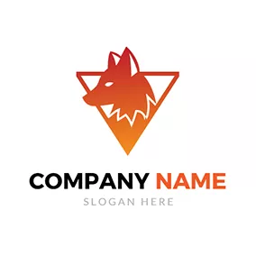 Wolf Logo Triangle and Fox Head Icon logo design
