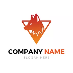 Angry Logo Triangle and Fox Head Icon logo design