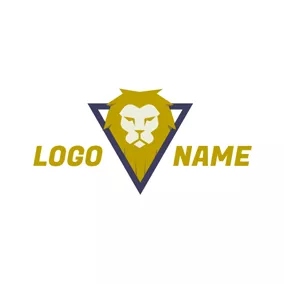 Logotipo De León Triangle and Lion Head logo design